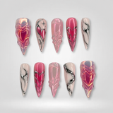 Pink Flame Stiletto Press-On Nails