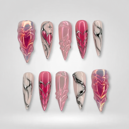 Pink Flame Stiletto Press-On Nails