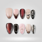 Rose Obsidian 3D Floral Silver Charm Press-On Nails
