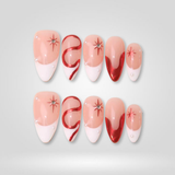 Candy Spark press-on nails — red and white Christmas design