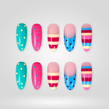 Bright Pop candy polka dot almond press-on nails