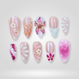 Garden Bloom 3D press-on nails — dimensional flowers