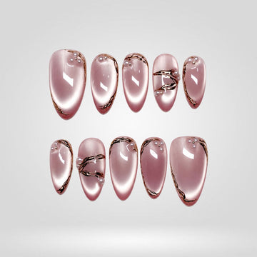 Mauve Butterfly press-on nails — handcrafted 3D floral design