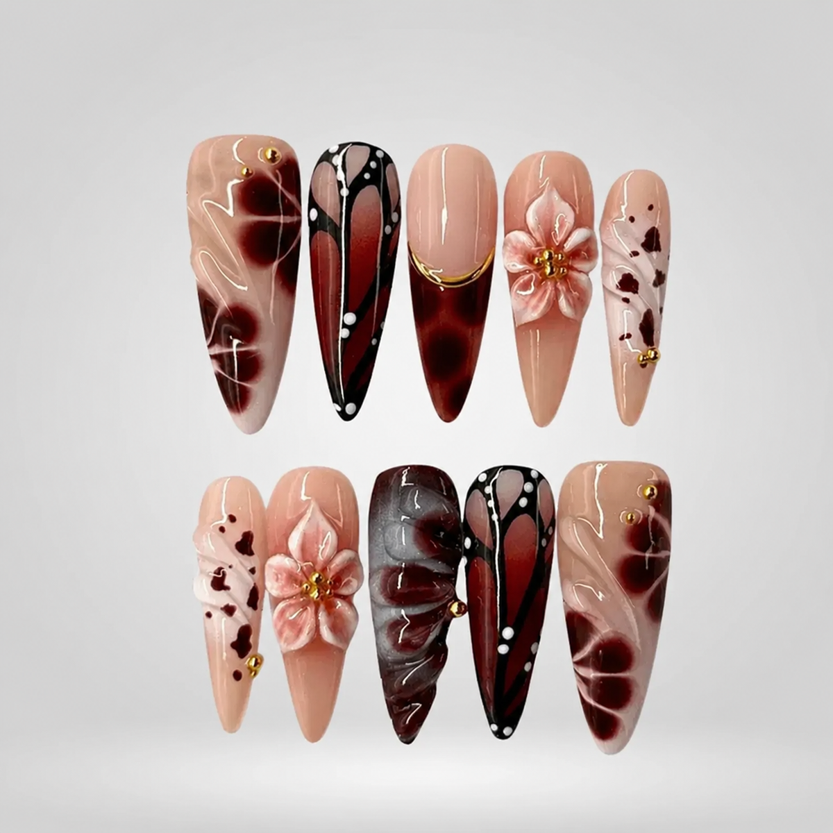 Wine Petal Press-On Nails