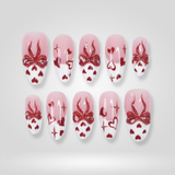 Heart Frame press-on nails — framed heart outline on pink base