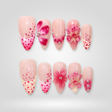 Angel Dew 3D floral press-on nails, full set