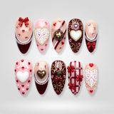 Crimson Lace Valentine press-on nails