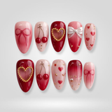 Cupid Glow Valentine press-on nails with heart accents