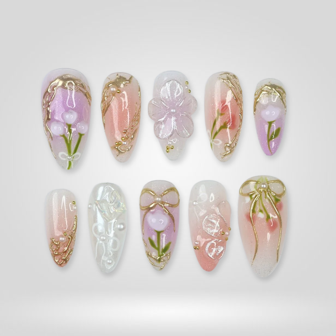 Blossom Pearl press-on nails