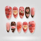 Lace Love press-on nails — handcrafted lace and heart designs