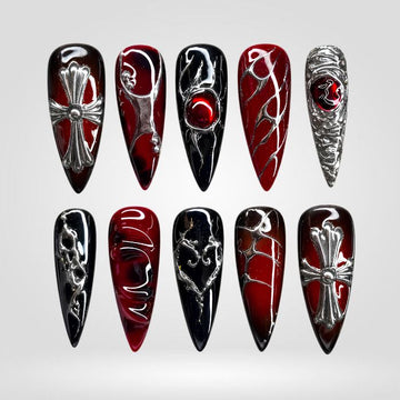 Crimson Reliquary Gothic Press-On Nails