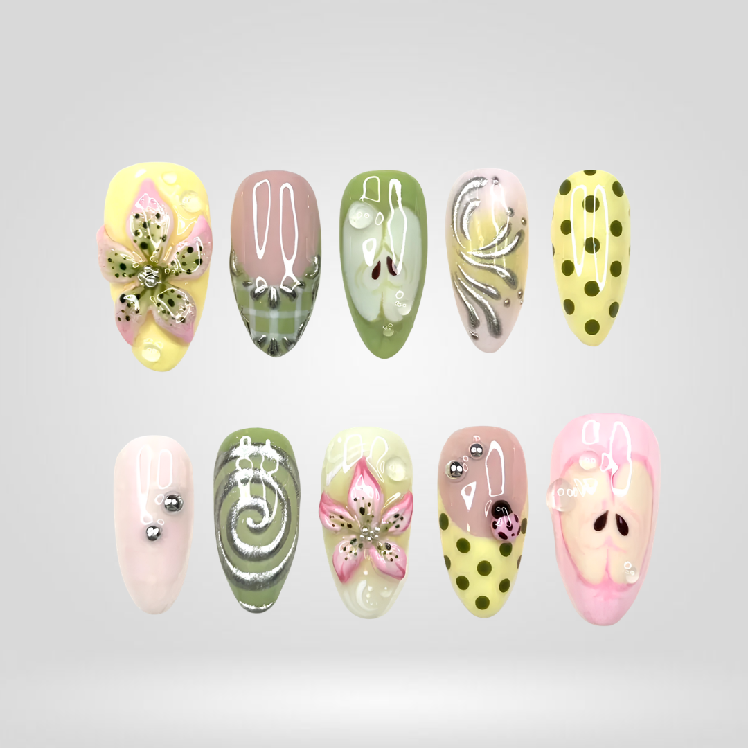 Olive Bloom press-on nails