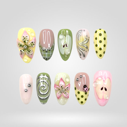 Olive Bloom press-on nails