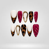 Berry Tortoise 3D press-on nails