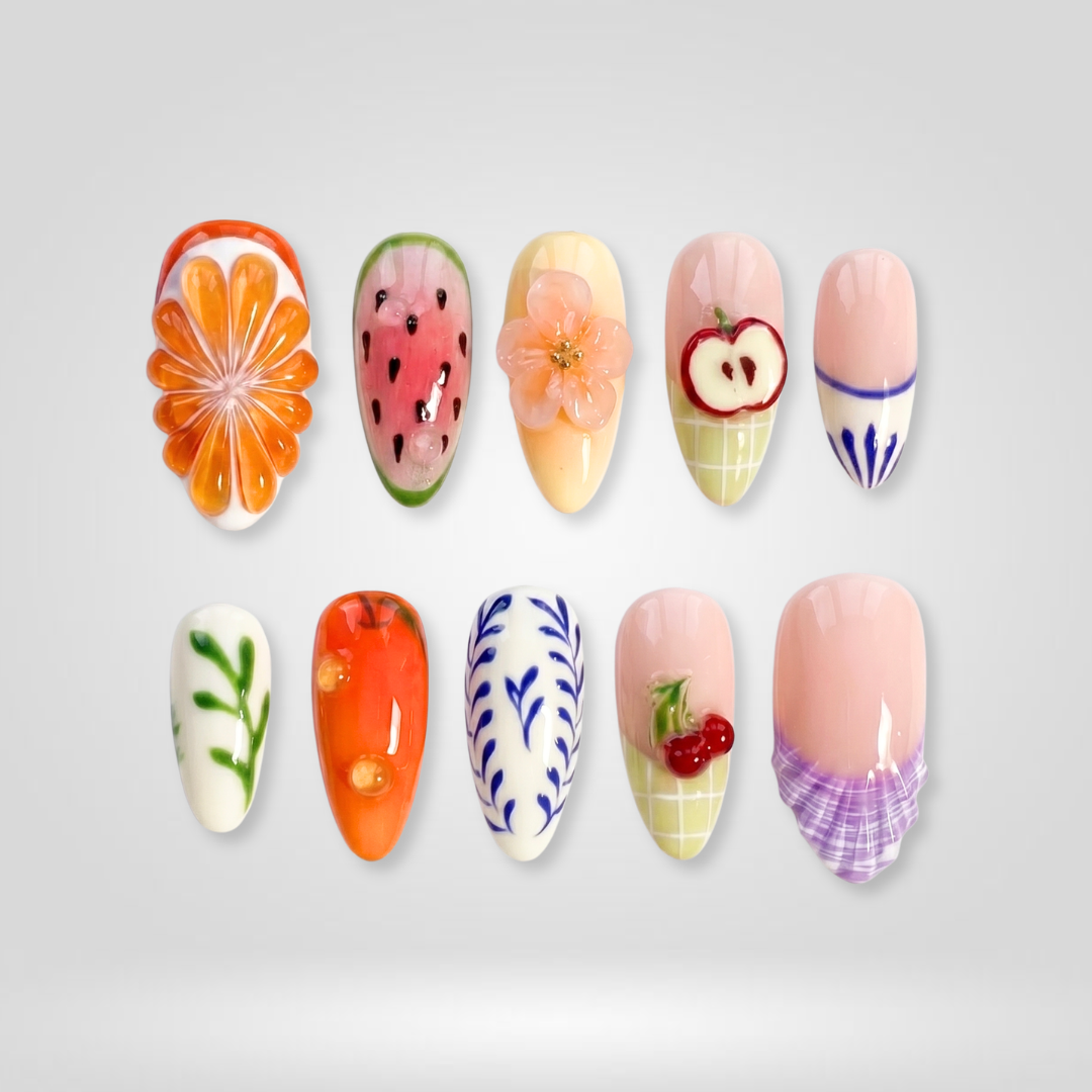 Fruit Picnic press-on nails