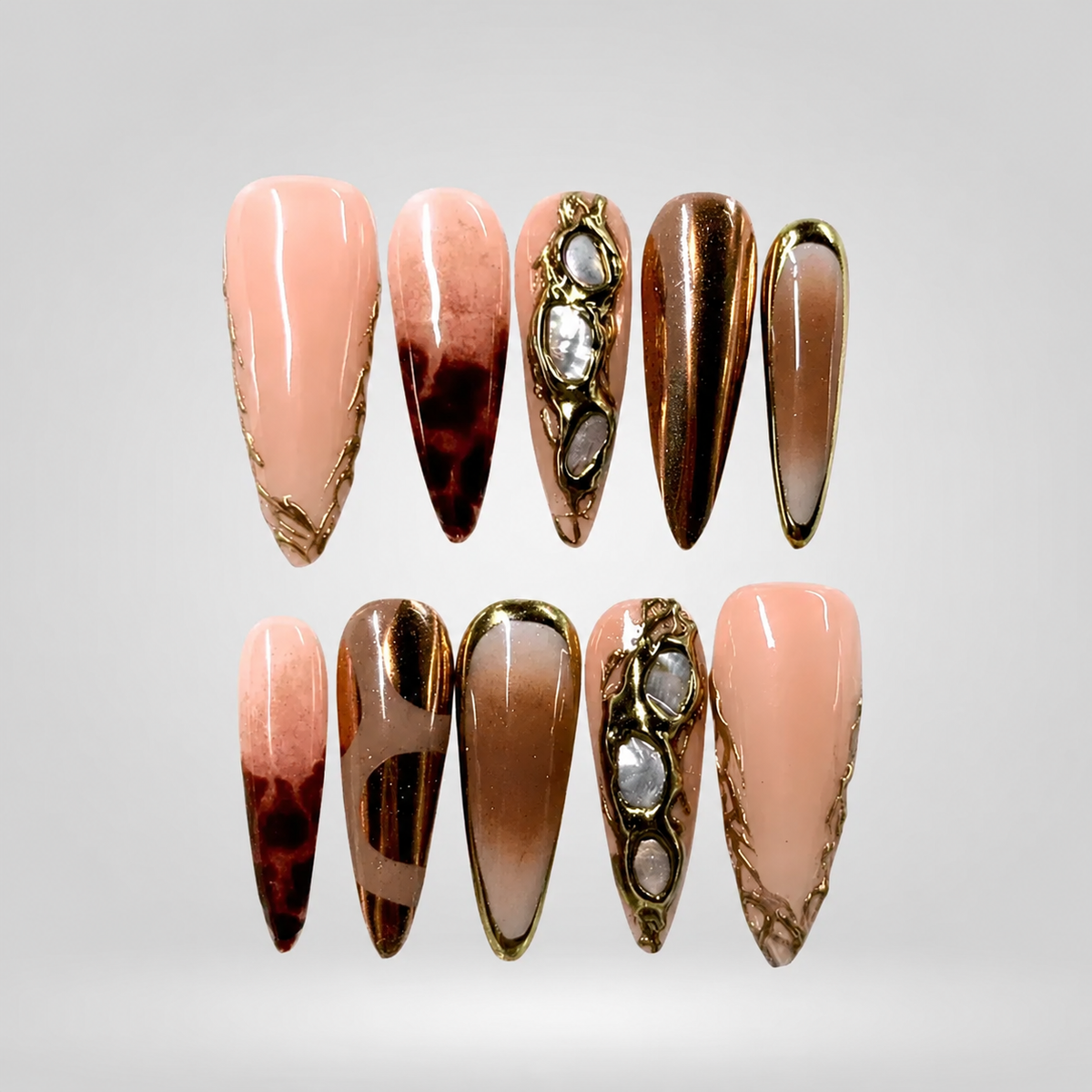 Golden Muse Metallic Press-On Nails