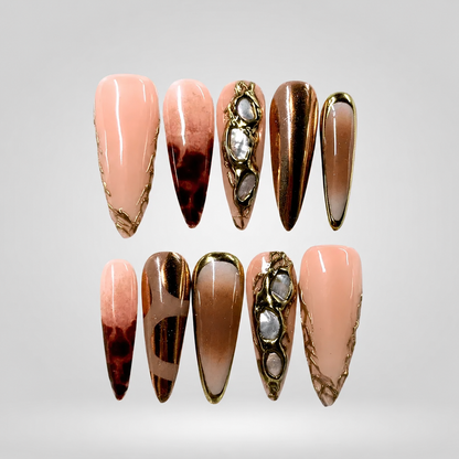 Golden Muse Metallic Press-On Nails