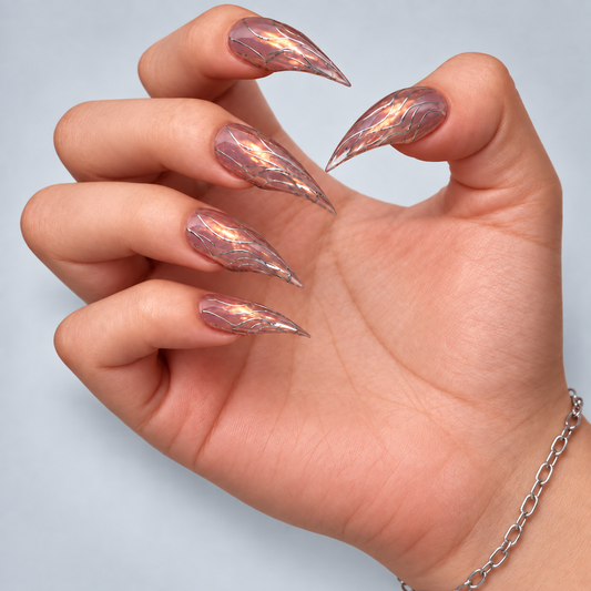 Silver Ember Claw Press-On Nails