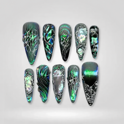 Glitter Black Metallic Press-On Nails