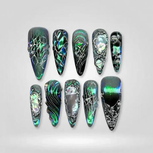 Glitter Black Metallic Press-On Nails