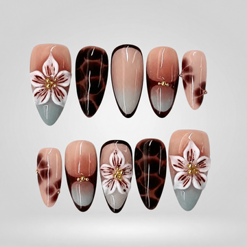 Maple Bloom 3D Floral Press-On Nails