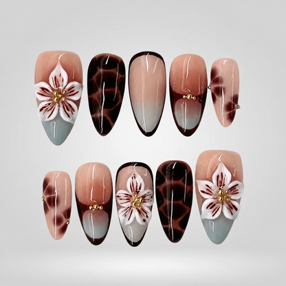Maple Bloom 3D Floral Press-On Nails