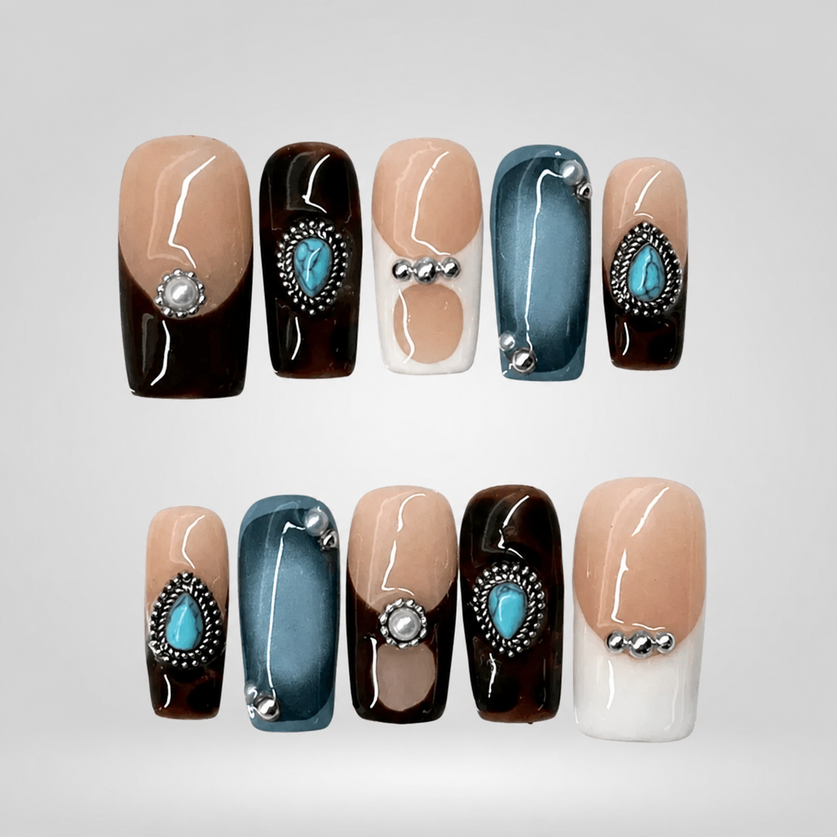 Azure Stone Marble Press-On Nails