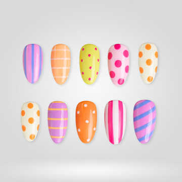 Pastel Pop nails with colorful hand-painted florals