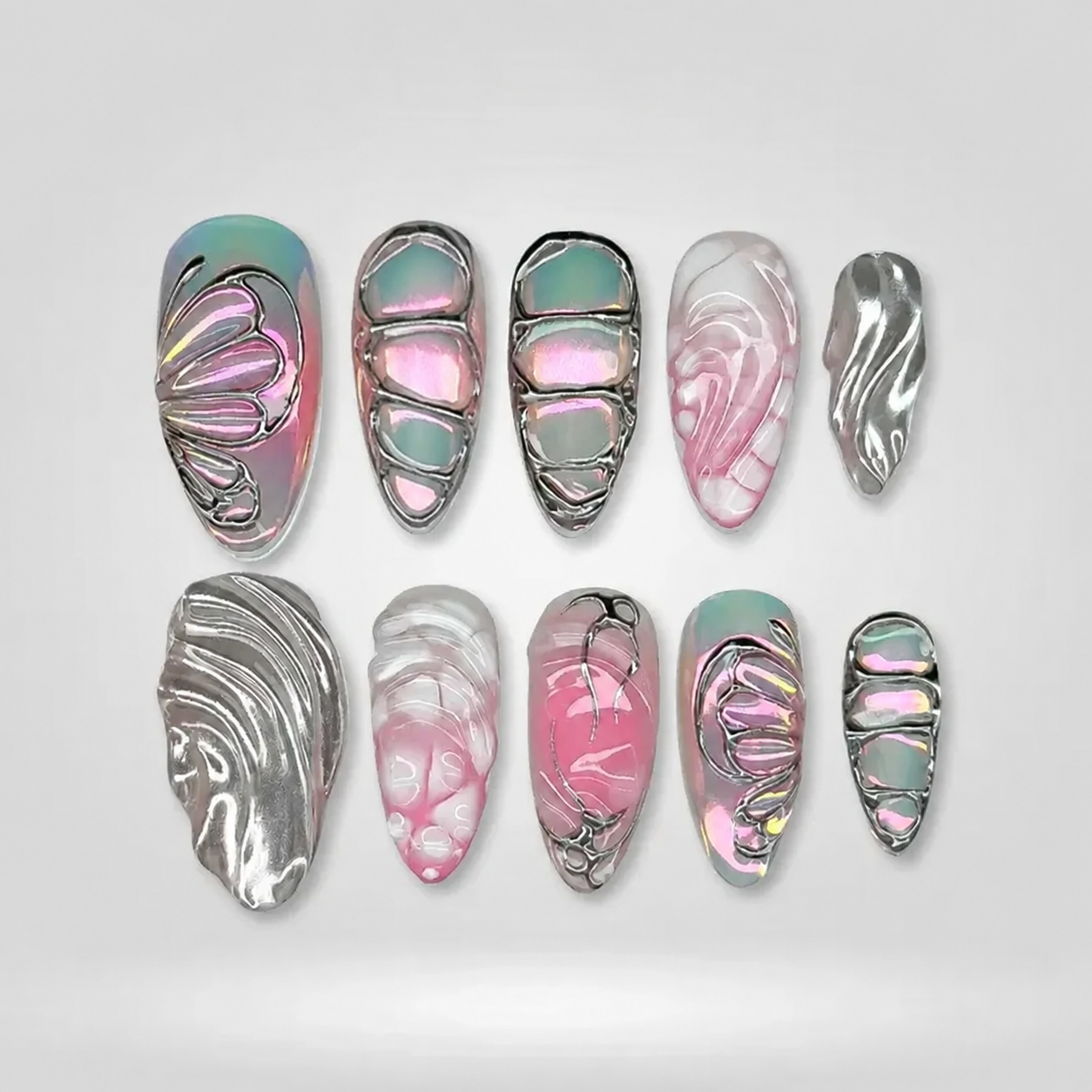 Steel Heart Press-On Nails