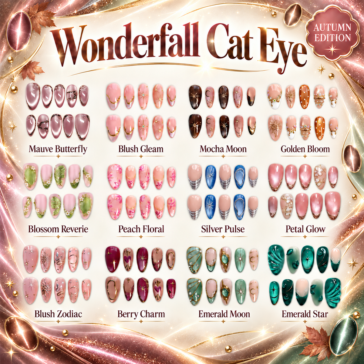 Wonderfall Cat Eye Collection – Autumn Press-On Nails