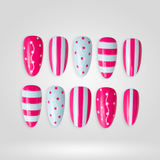 Sweet Plaid 3D dimensional press-on nails on almond shape