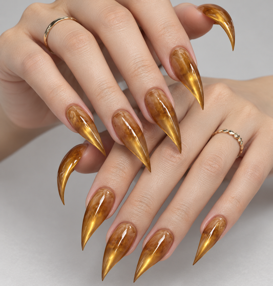 Amber Fang Claw Press-On Nails