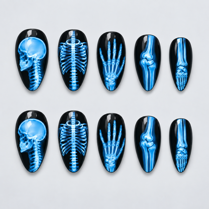 Afterglow X-Ray Halloween Almond Press-On Nails