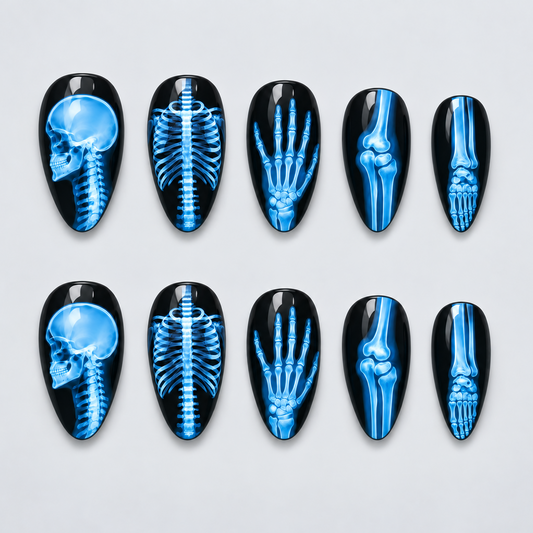 Afterglow X-Ray Halloween Almond Press-On Nails