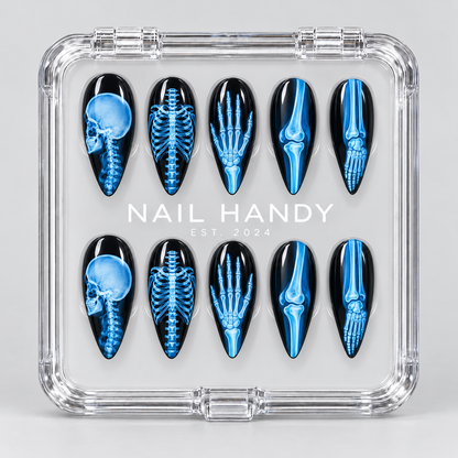 Afterglow X-Ray Halloween Almond Press-On Nails