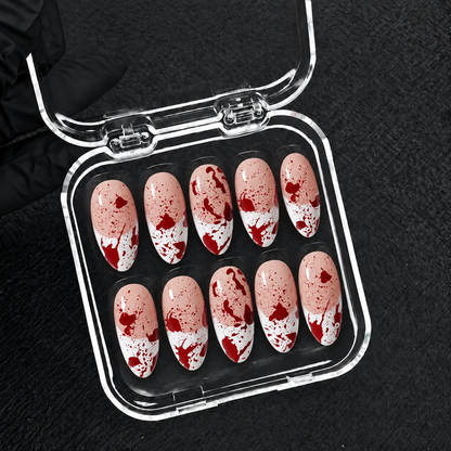 Crimson Evidence Halloween Almond Press-On Nails