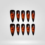 Eclipse Eye evil eye swirl cat eye press-on nails in a stiletto shape - evil eye, ombre design