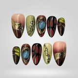 Olive Gold Marble Press-On Nails