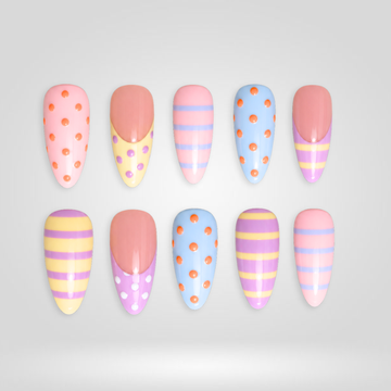 Cloud Candy 3D press-on nails with hand-painted floral embellishments