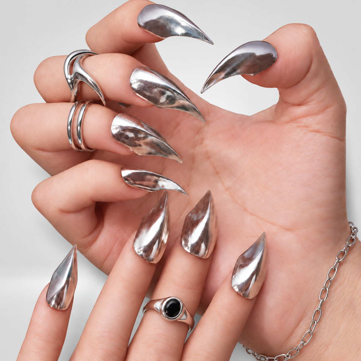 Liquid Metal Claw Press-On Nails