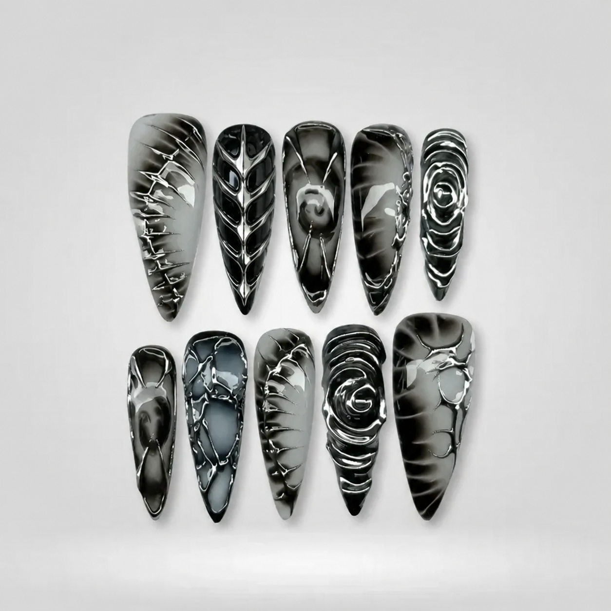 Chrome Kiss Y2K Metallic Press-On Nails