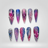 Metallic Flame Abstract 3D Press-On Nails