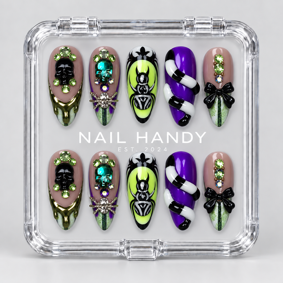 Toxic Relic Halloween Almond Press-On Nails