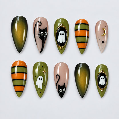 Olive Oddities Halloween Almond Press-On Nails