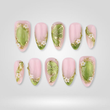 Olive Blossom press-on nails
