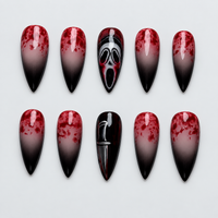 Midnight Panic Halloween Almond Press-On Nails