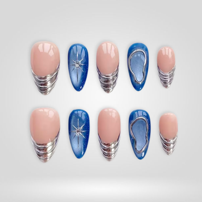 Silver Pulse press-on nails