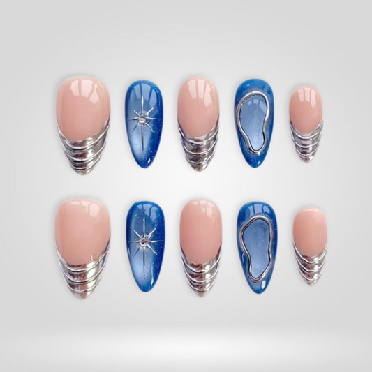 Silver Pulse press-on nails