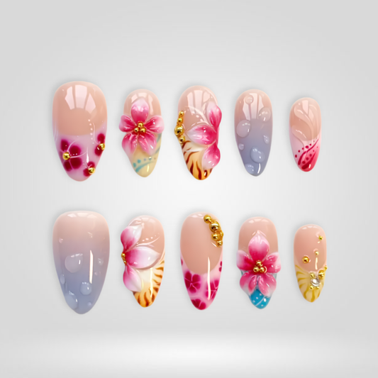 Tropical Petal press-on nails