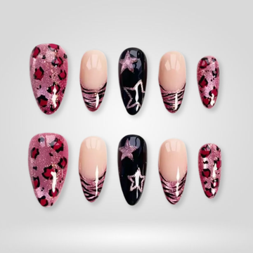 Stellar Edge 3D press-on nails with starburst pattern
